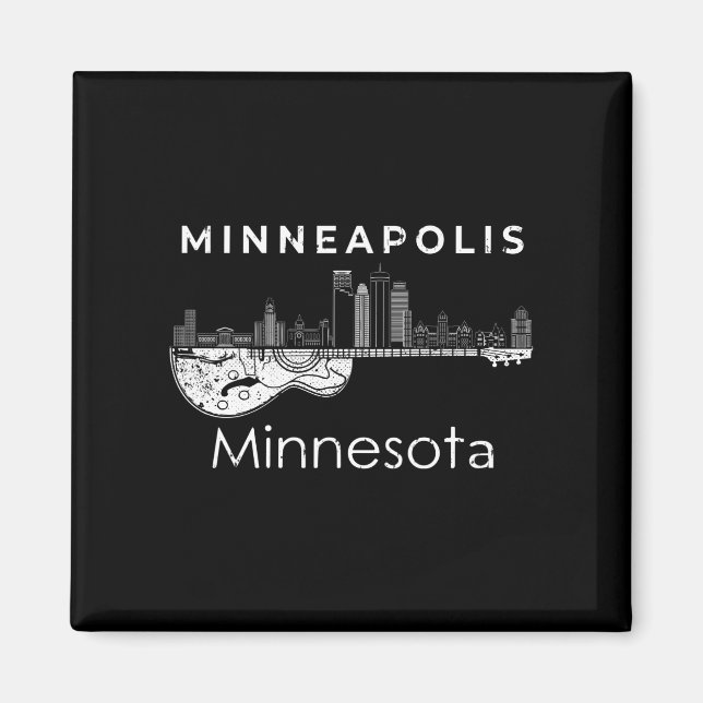 Minneapolis Souvenir Men Minnesota Music Guitar Magnet (Front)