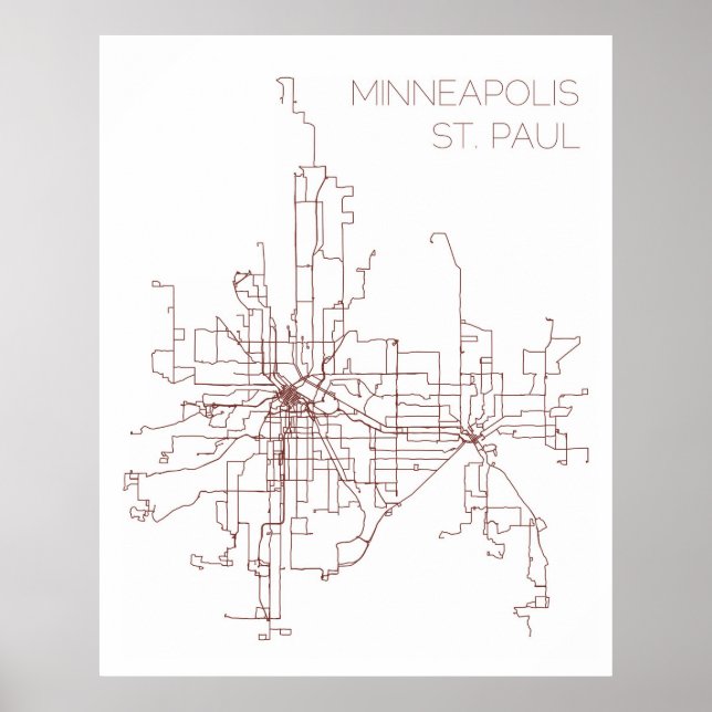 Minneapolis-St. Paul Transit Routes (Print) Poster (Front)