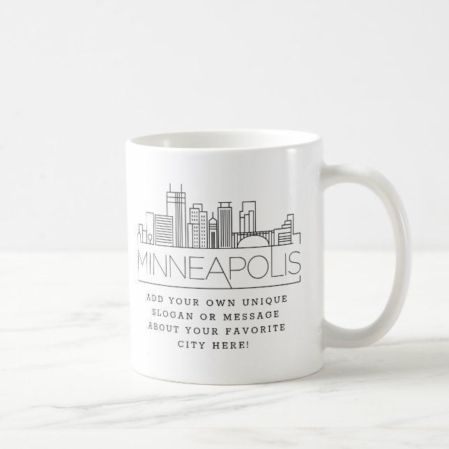 Minneapolis | Stylised City Skyline Custom Slogan Coffee Mug (Right)