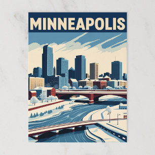 Minneapolis Winter Cityscape Postcard
