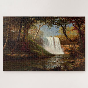 Minnehaha Falls, MN landscape painting Jigsaw Puzzle