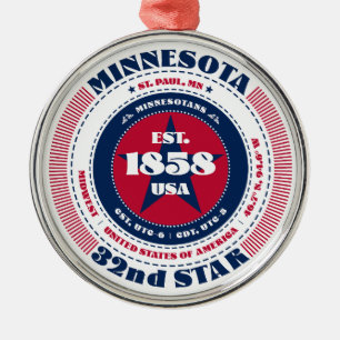 Minnesota 32nd State Christmas Ornament