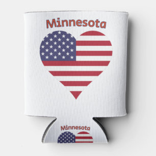Minnesota American Flag Heart Can Cooler