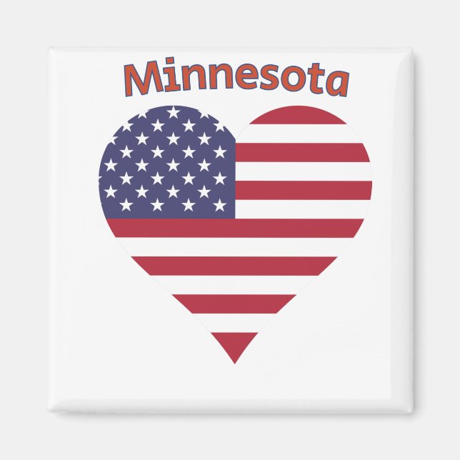 Minnesota American Flag Heart Magnet (Front)