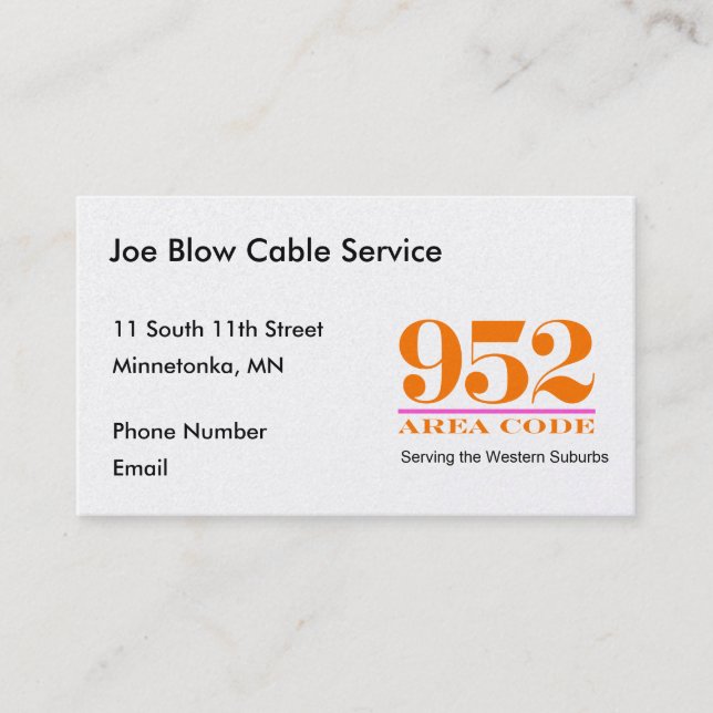 Minnesota Area Codes Appointment Card (Front)