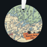 Minnesota Border Lakes Ornament<br><div class="desc">It's a vintage,  retro postcard map of the Minnesota Border Lakes - Boundary Waters repurposed as an ornament.</div>