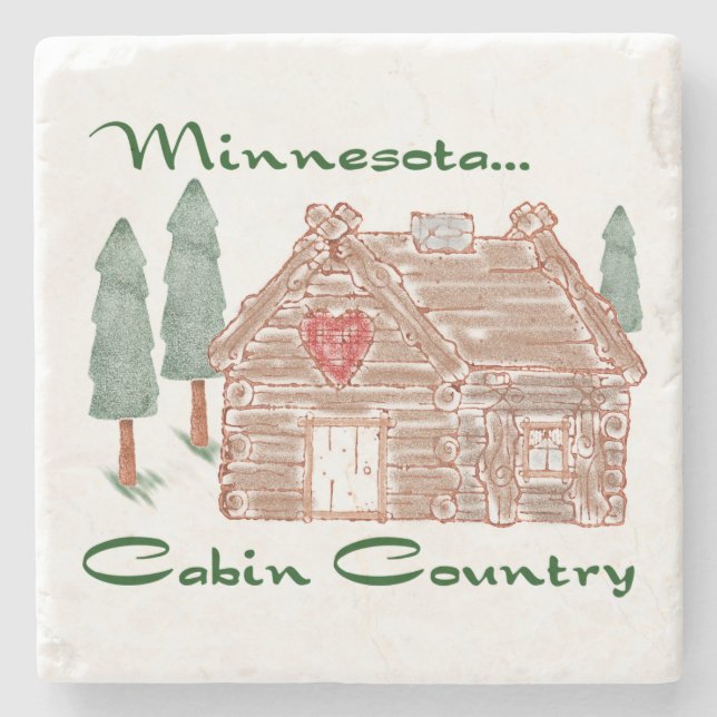 Minnesota Cabin Country Stone Coaster (Front)