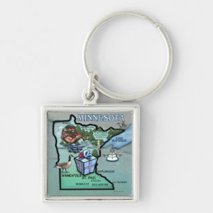 Minnesota Cartoon Map Key Ring