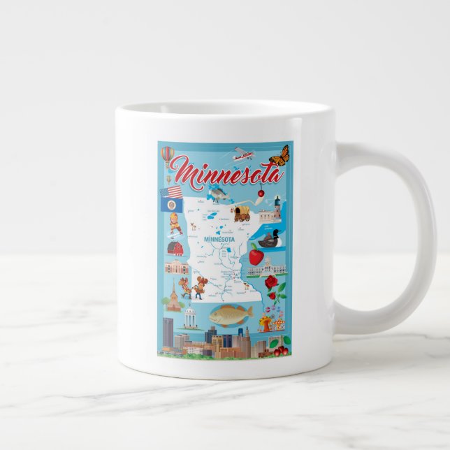 Minnesota Cartoon Map Large Coffee Mug (Right)