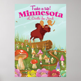 Minnesota Cartoon travel poster