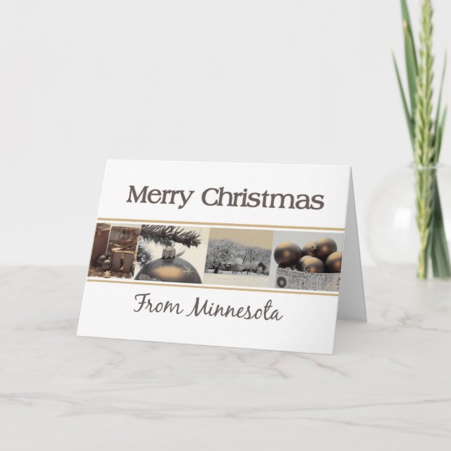Minnesota Christmas Card with ornaments (Front)
