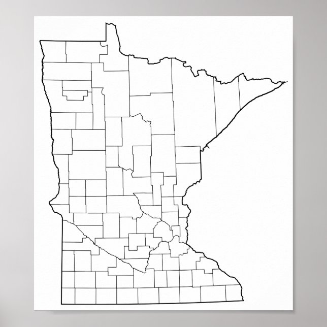 Minnesota Counties Blank Outline Map Poster (Front)