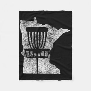 Minnesota Disc Golf State With Basket Distressed G Fleece Blanket