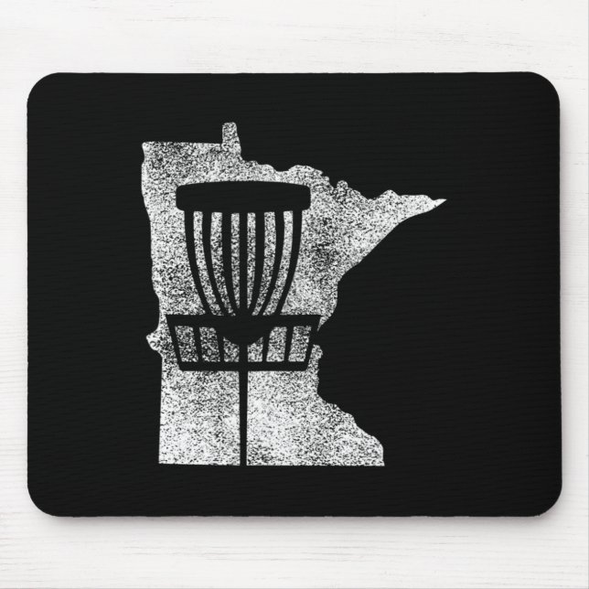 Minnesota Disc Golf State With Basket Distressed G Mouse Pad (Front)