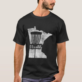 Minnesota Disc Golf State With Basket Distressed T-Shirt