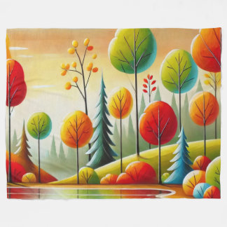 Minnesota Fall Forest and Lake  Fleece Blanket