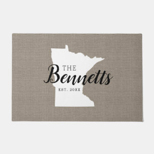 Minnesota Family Monogram State Doormat