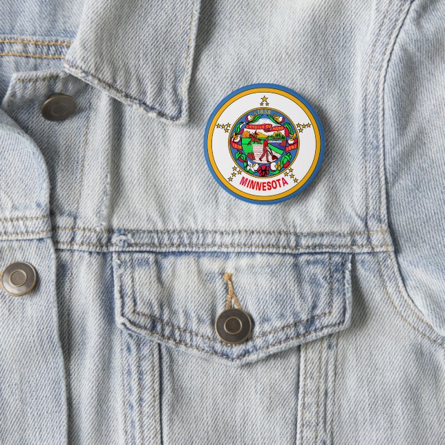 Minnesota flag 6 cm round badge (In Situ)