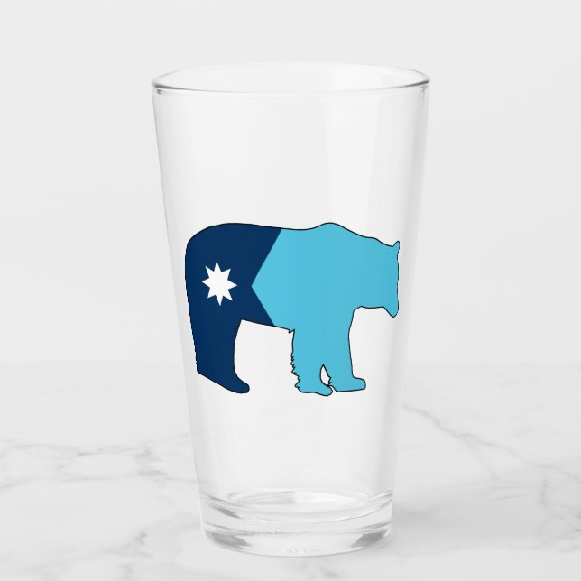 Minnesota Flag Bear Glass (Front)