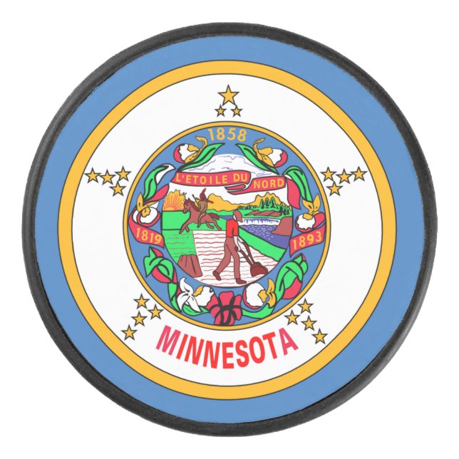 Minnesota flag hockey puck (Front)