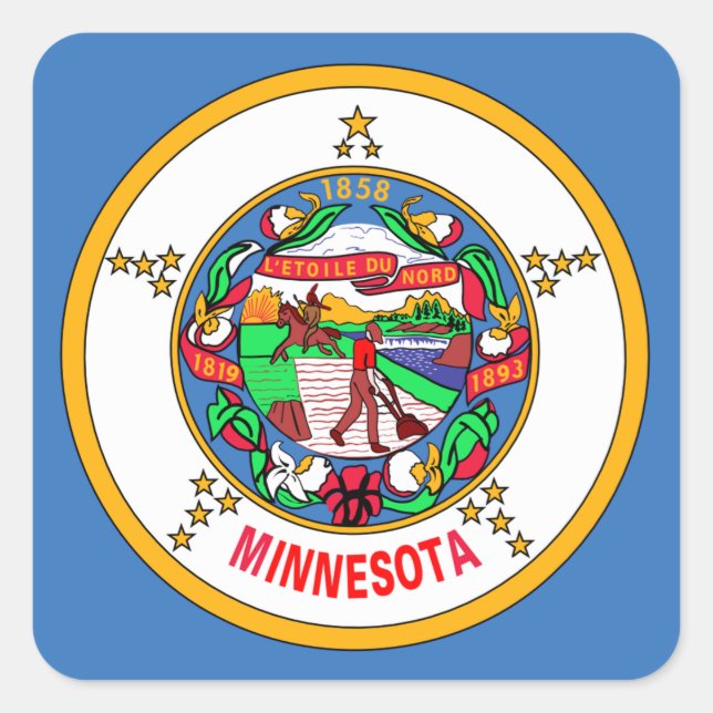 Minnesota flag square sticker (Front)