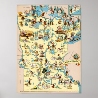 Minnesota Funny Vintage Map Poster