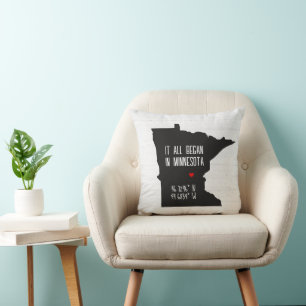 Minnesota GPS Coordinates with Heart Cushion