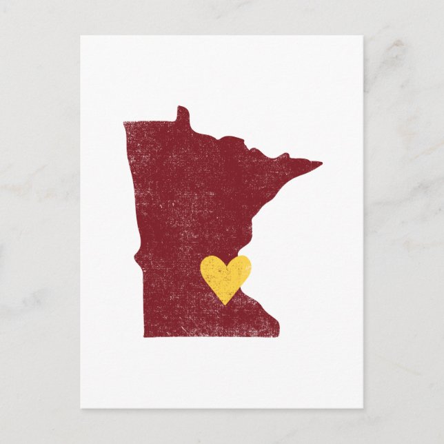 Minnesota Heart postcard (maroon) - Customisable! (Front)