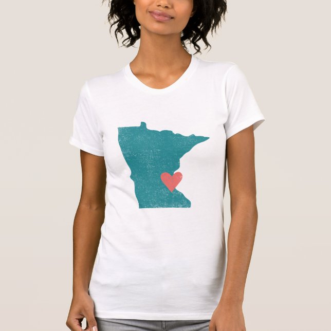 Minnesota Heart shirt (turquoise) - Customisable! (Front)
