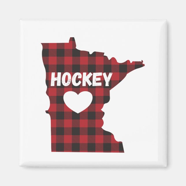 Minnesota Hockey Buffalo Plaid Magnet (Front)