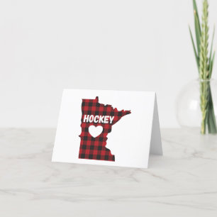 Minnesota Hockey Buffalo Plaid Thank You Card