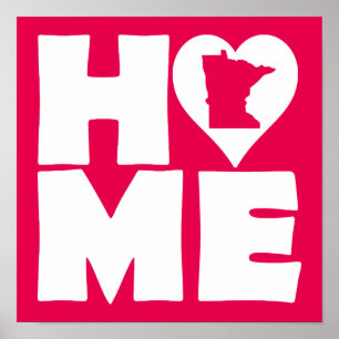 Minnesota Home Heart State Poster Sign