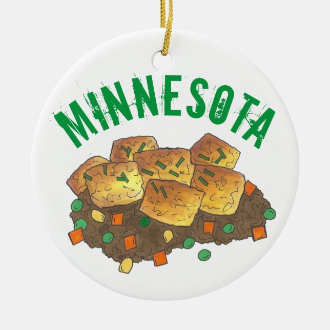 Minnesota Hot Dish Tater Tot Casserole Foodie Ceramic Ornament (Front)