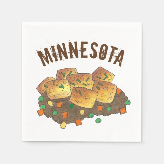 Minnesota Hot Dish Tater Tot Casserole Napkin (Front)