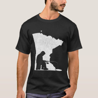 Minnesota Ice Fishing State Map T-Shirt