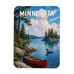 Minnesota Illustration Travel Art Vintage Magnet