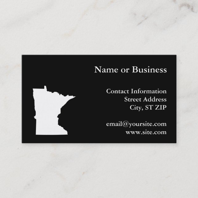 Minnesota in White and Black Business Card (Front)