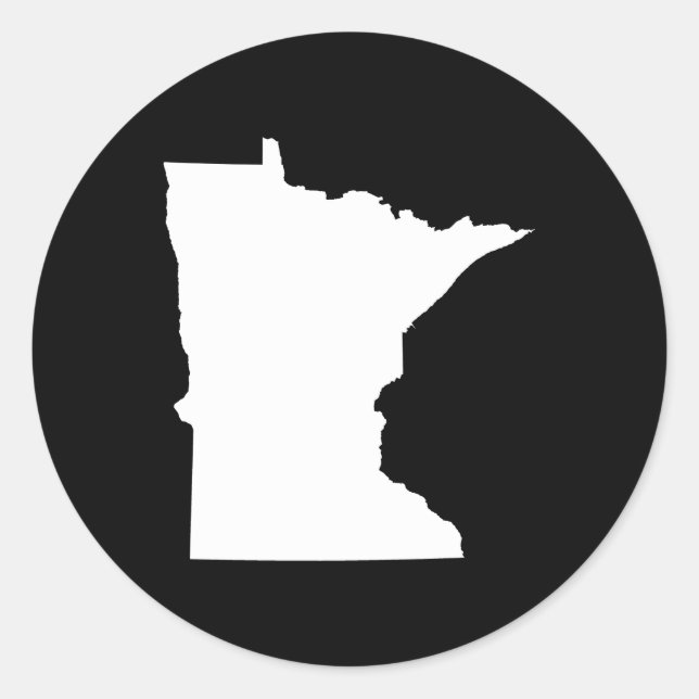 Minnesota in White and Black Classic Round Sticker (Front)