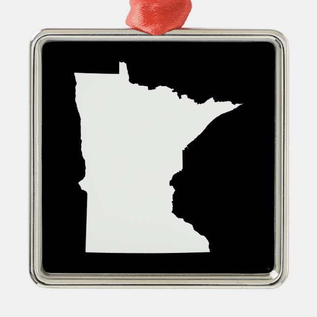 Minnesota in White and Black Metal Ornament (Front)