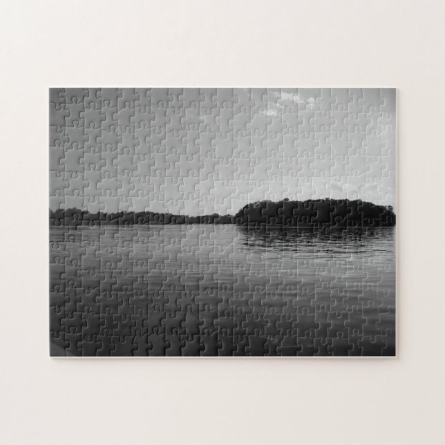 Minnesota Lake Landscape Black White Puzzle Art (Horizontal)