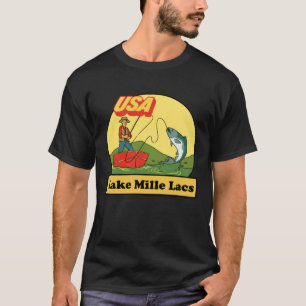 Minnesota Lake Mille Lacs  USA Retro Fishing T-Shirt