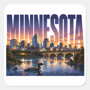 Minnesota Lakes Skyline North Star Adventure Square Sticker