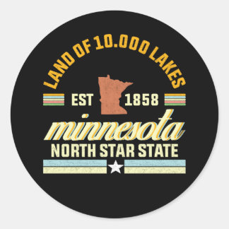 Minnesota Land of 10,000 Lakes Classic Round Sticker