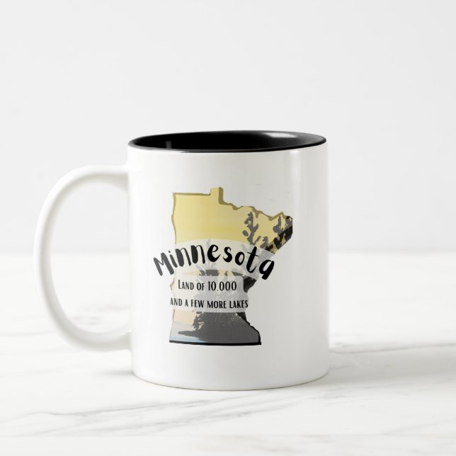Minnesota, Land of 10,000 Lakes... |  Two-Tone Coffee Mug (Left)