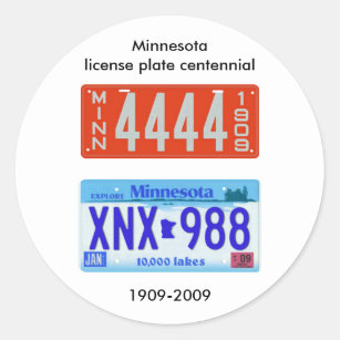 Minnesota license plate centennial classic round sticker
