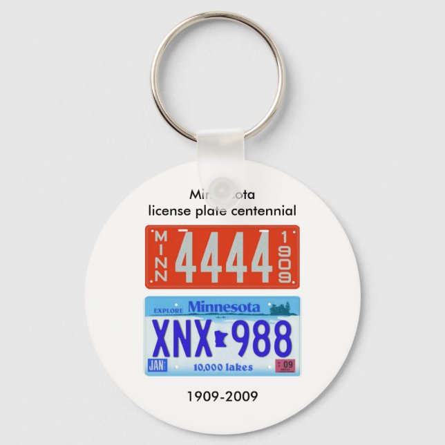 Minnesota license plate centennial key ring (Front)