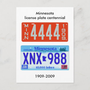 Minnesota license plate centennial postcard