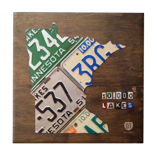 Minnesota License Plate Map Ceramic Tile (Front)