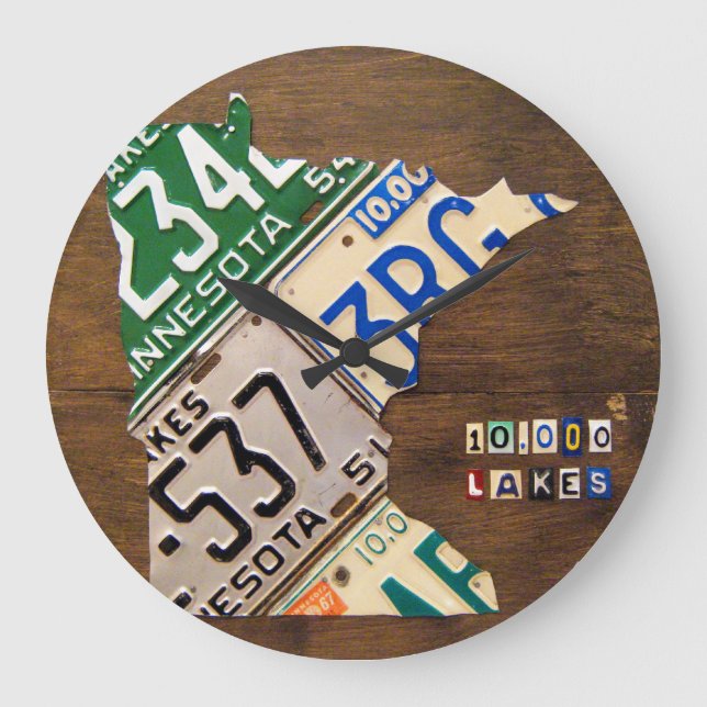 Minnesota License Plate Map Clock (Front)