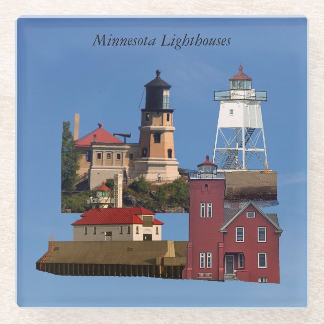 Minnesota Lighthouses glass coaster (Front)